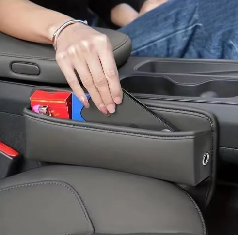 1PC Universal Car Seat Gap Organizer PU Leather Console Side Pocket Storage Box Interior Accessory