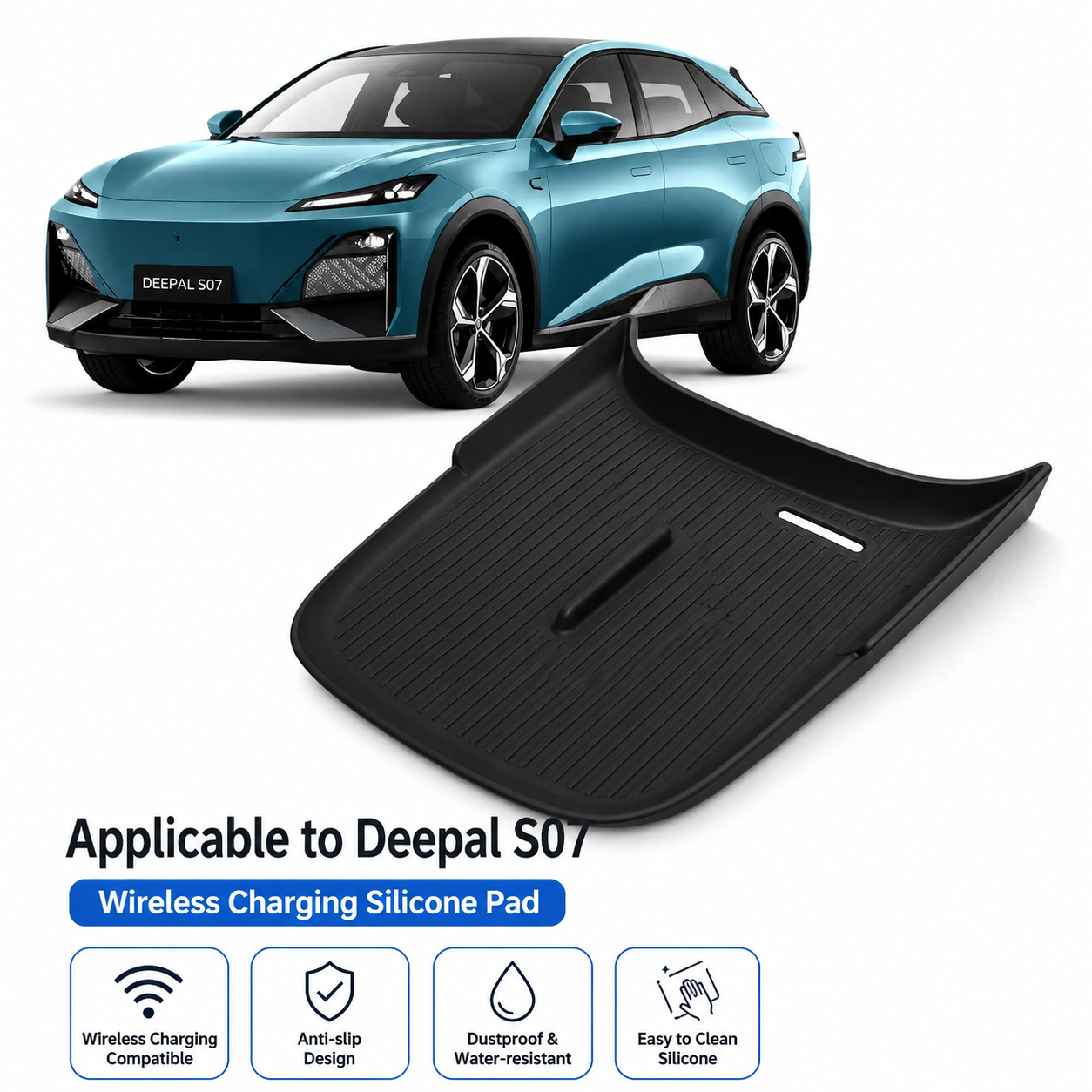 Wireless Charging Silicone Pad for Changan Deepal S07, Anti-Slip Center Console Mat