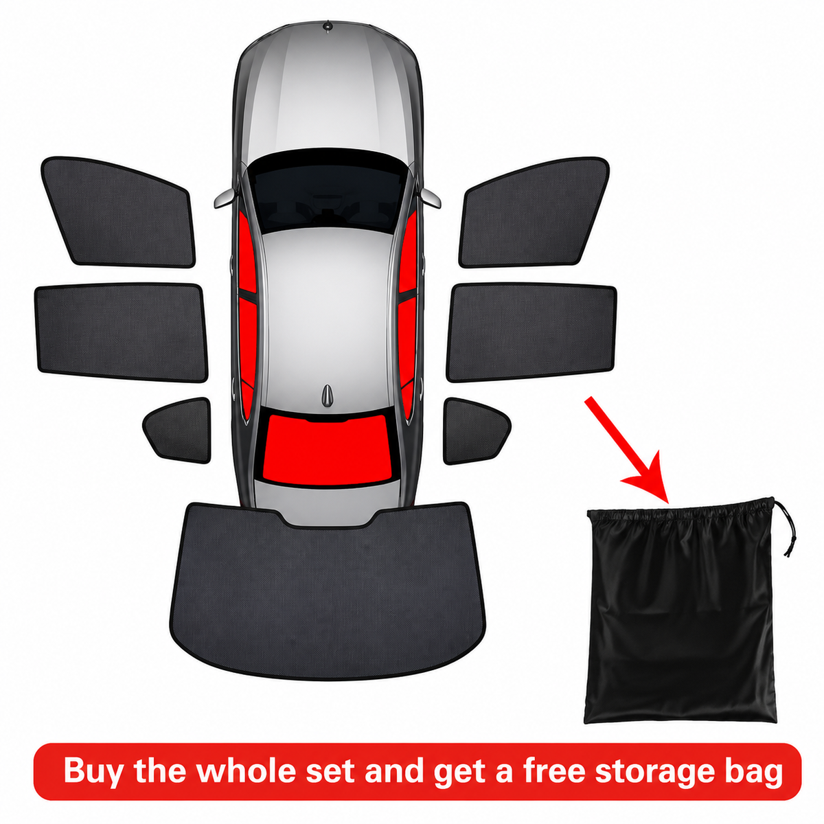Full Set Magnetic Mesh Privacy Sunshade for GWM Haval V7 Raptor PHEV 2025–2027, Side Window & Rear Window Sun Shade Kit
