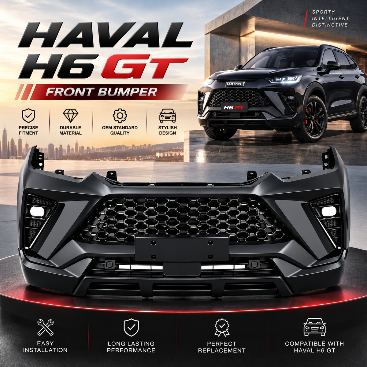 Haval H6 GT Front Bumper Cover, Premium Replacement Body Kit Exterior Part