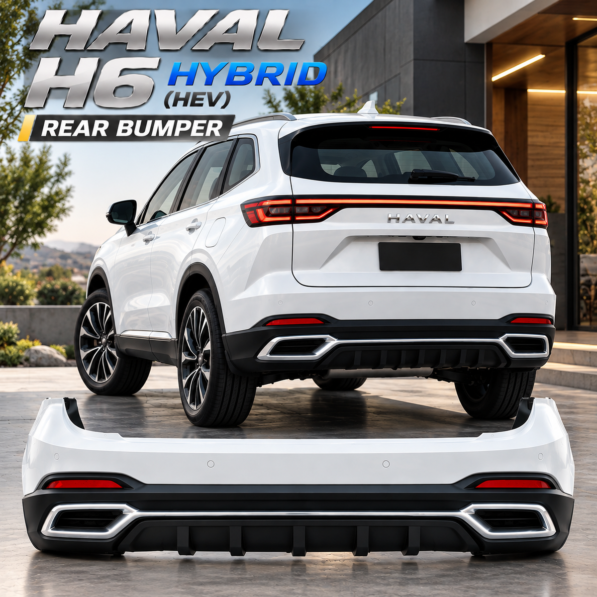 Haval H6 Hybrid (HEV) Rear Bumper Replacement, Premium Style Back Bumper Cover for H6 HEV SUV