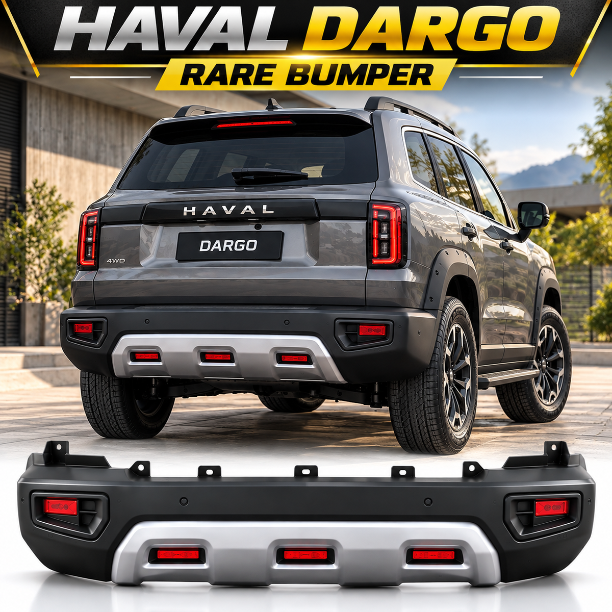 Haval Dargo Rear Bumper Replacement, Rugged Style Premium Back Bumper Cover for Haval Dargo SUV