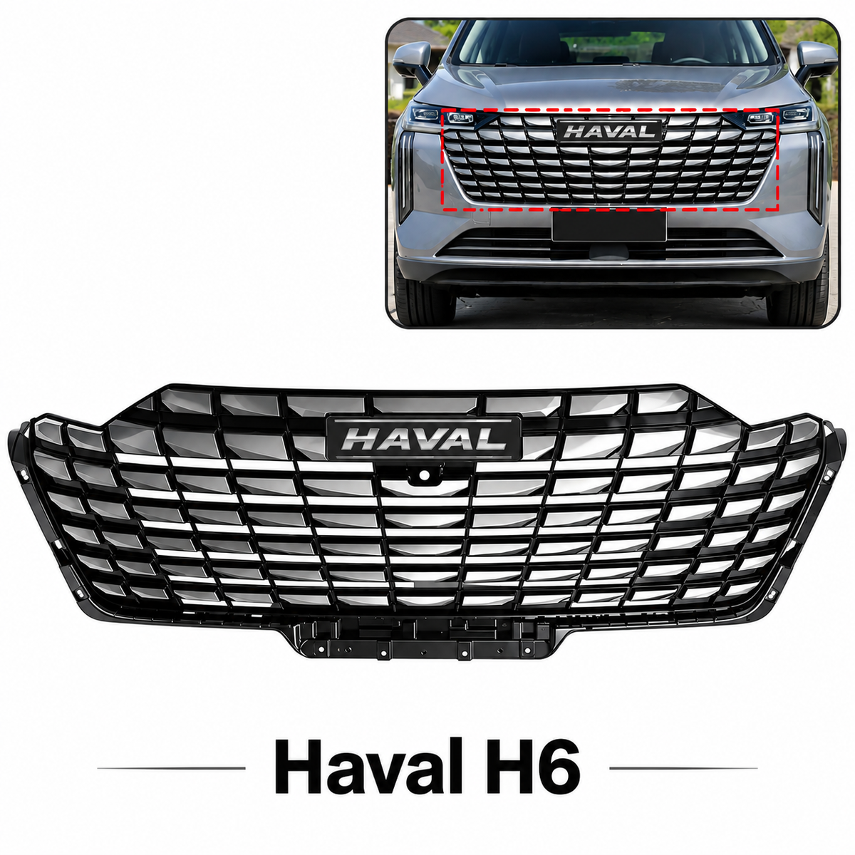 Front Bumper Radiator Grille for Haval H6 3rd Gen 2024-2026