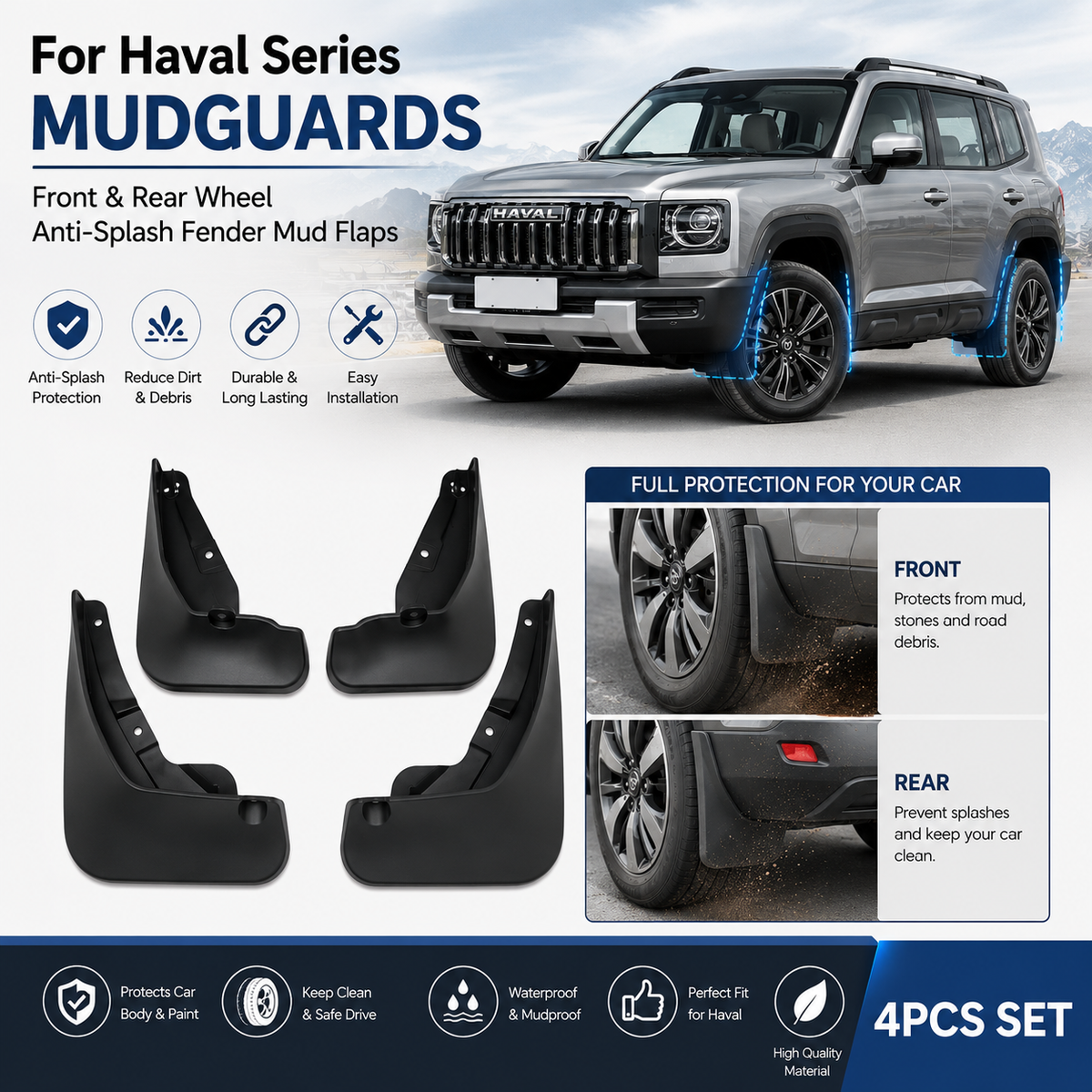 For Haval Series Mudguards Front & Rear Wheel Anti-Splash Fender Mud Flaps, 4PCS